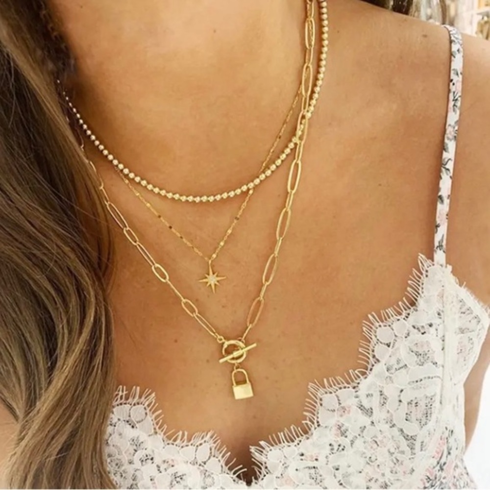 #400 BOUTIQUE Antique Gold layer Chain Necklace